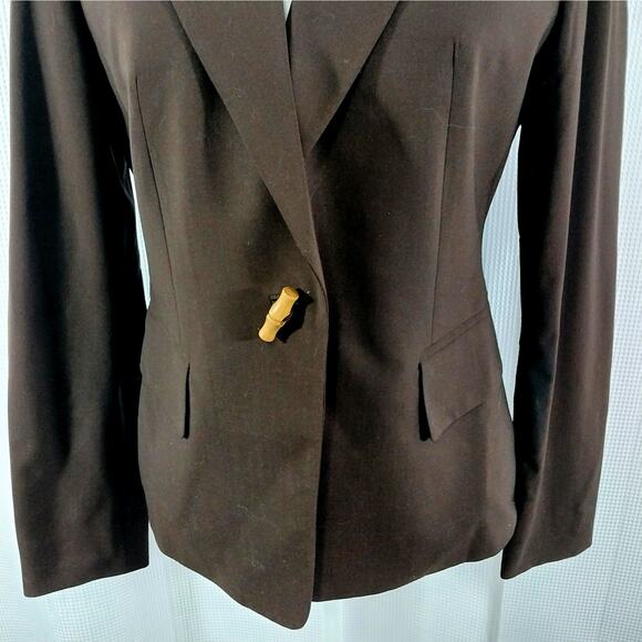 MICHAEL BY MICHAEL KORS! ESPRESSO BROWN WOOL BLEND TAILORED JACKET, BLAZER! SZ 6 - Picture 4 of 10